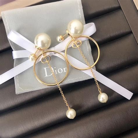 dior hoops|dior pearl earrings.